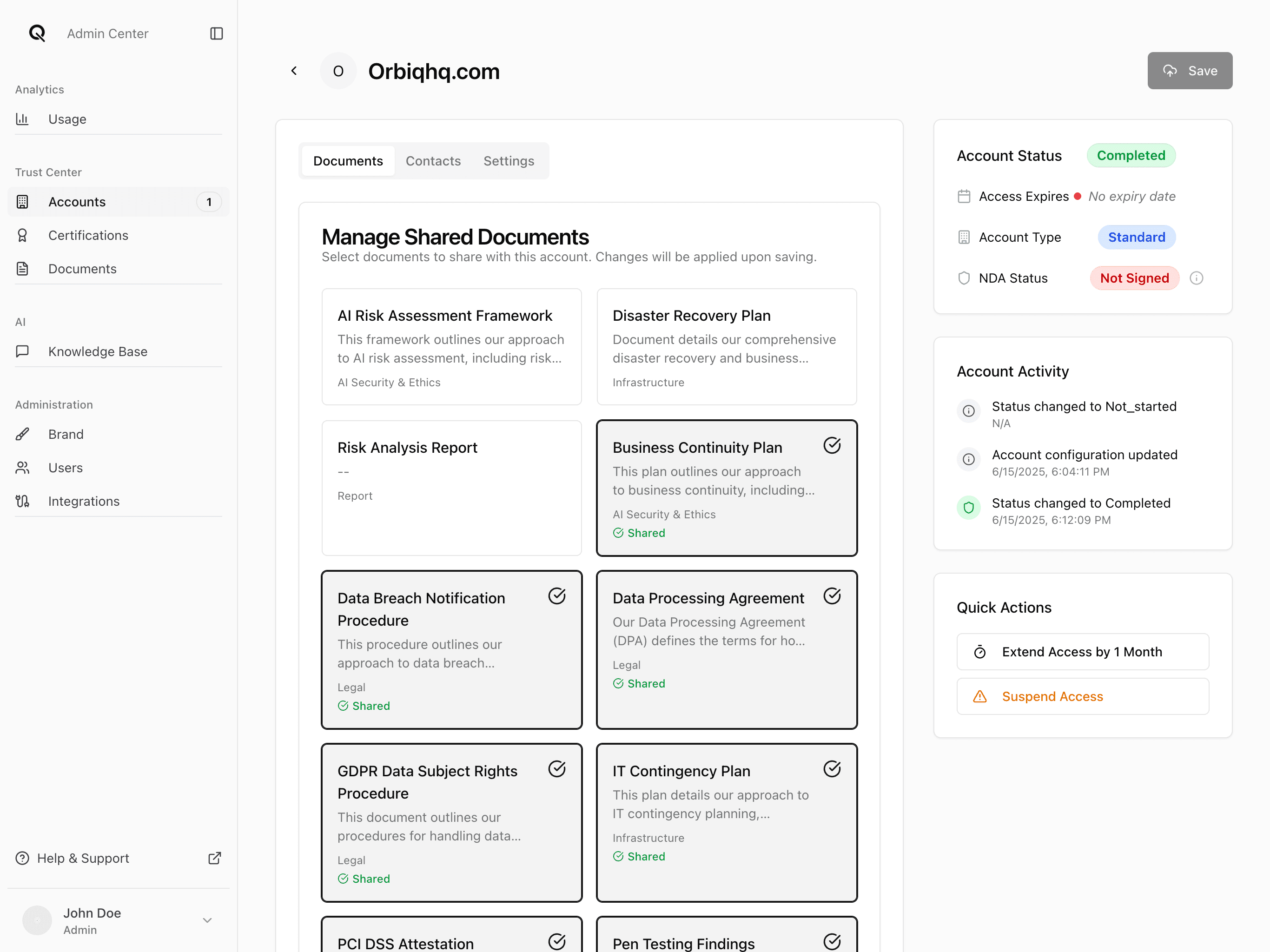 Account Details Page