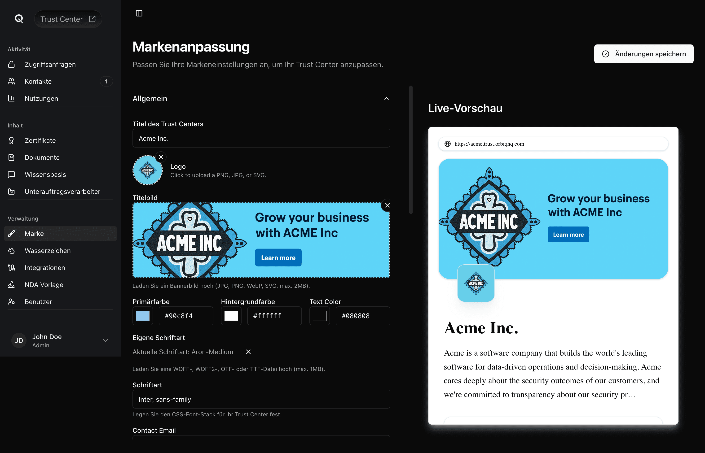 Brand Settings Interface
