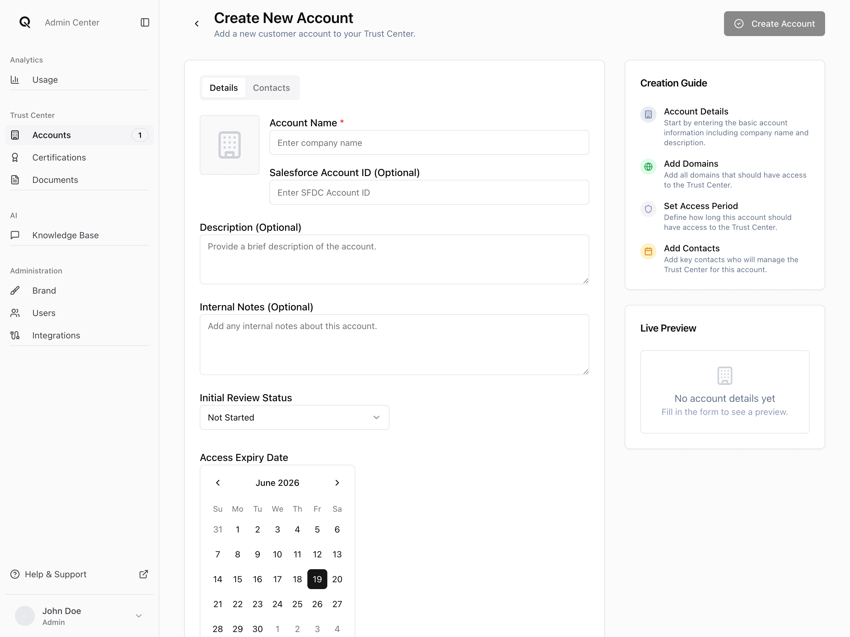Account Creation Form