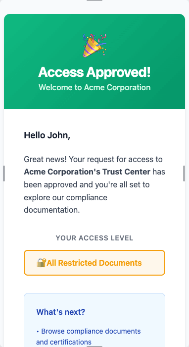 Access Approved Email