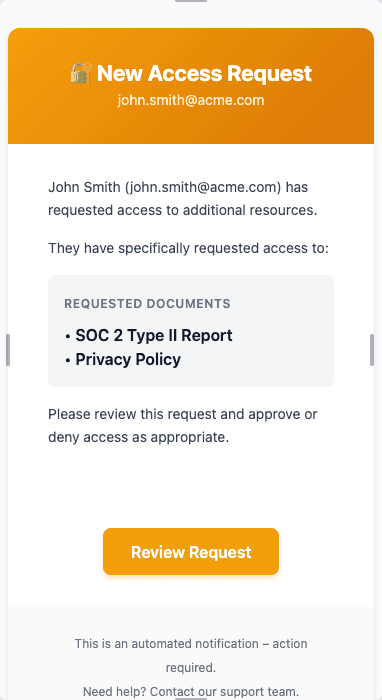 New Access Request Email