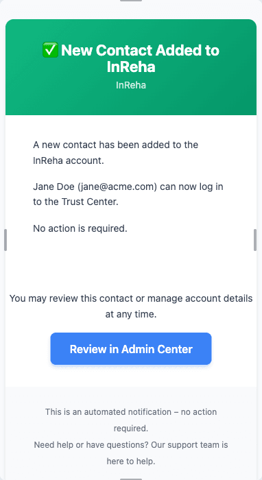 New Contact Notification Email